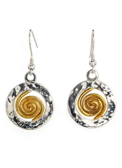 Sterling Silver & Gold Vermeil Spiral of Life Earrings
